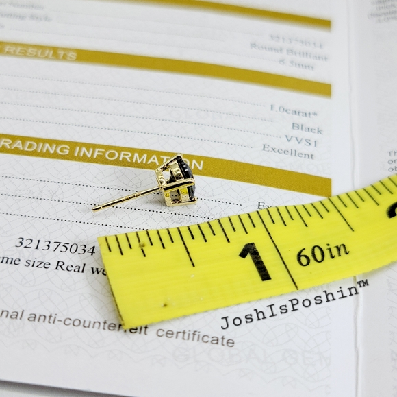 2CT. T.W. Black Moissanite stud earrings in 18K gold over sterling silver - Picture 12 of 13